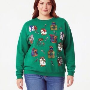 Vintage 80s Teddy Bear Christmas Gift Boxes Sweatshirt Pullover Made in USA